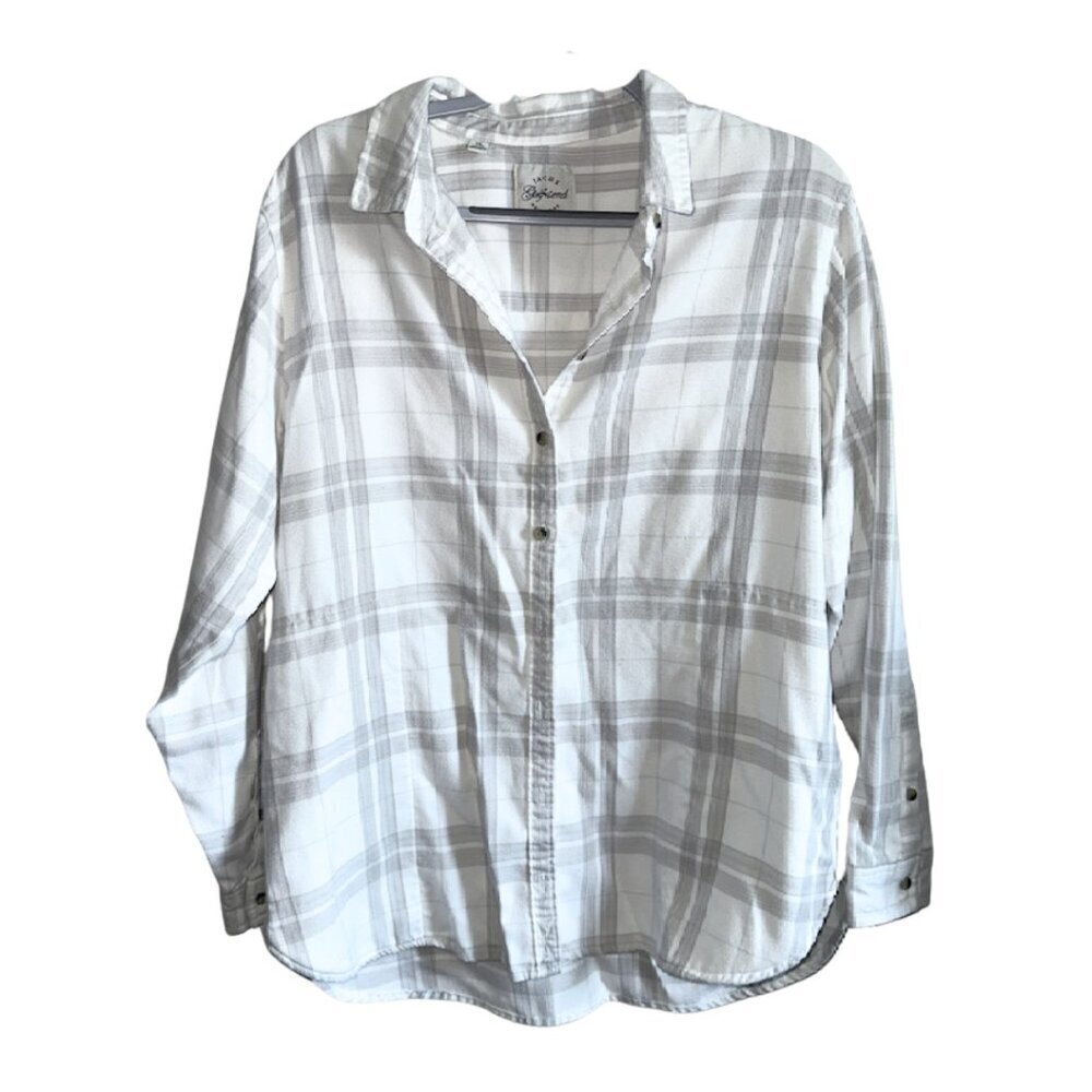 Jachs Girlfriend Gray White Plaid Button Up Shirt Men's XL